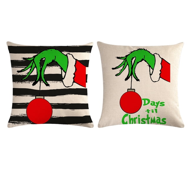 Lino Para Almohadas Navideñas, 45X45 Cm, Para Decoraciones Navideñas A Rayas, Almohadas, Cojines Para Vacaciones De Invierno, Funda De Cojín Guardurnaity HA039335-00