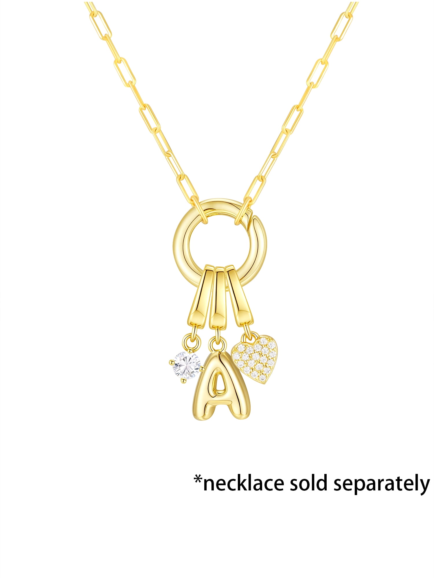 Brilliance Fine Jewelry Simulated Diamond Initial A Charm Set in 14KT Gold Plated Sterling Silver