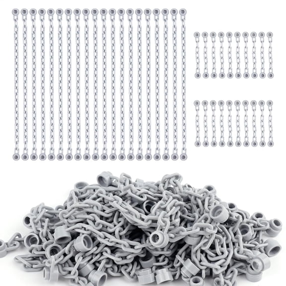Chain Link Accessories Parts and Pieces - 20pcs 21 Link and 20pcs 5-Link Chain Rope Building Block Sets Light Gray
