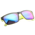 thumbnail image 4 of sunglassLA Unisex Action Sport Two-Toned Horn Rimmed Frame Color Mirror Lens Matte Rectangle Sunglasses (Black-Green / Green Blue Mirror) - 55mm, 4 of 4