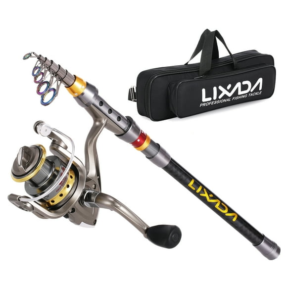 Lixada Telescopic Fishing Rod and Reel Combo Full Kit Carbon Fiber Fishing Rod Pole + Fishing Reel + Fishing Tackle Carrier Bag Case Fishing Gear Set