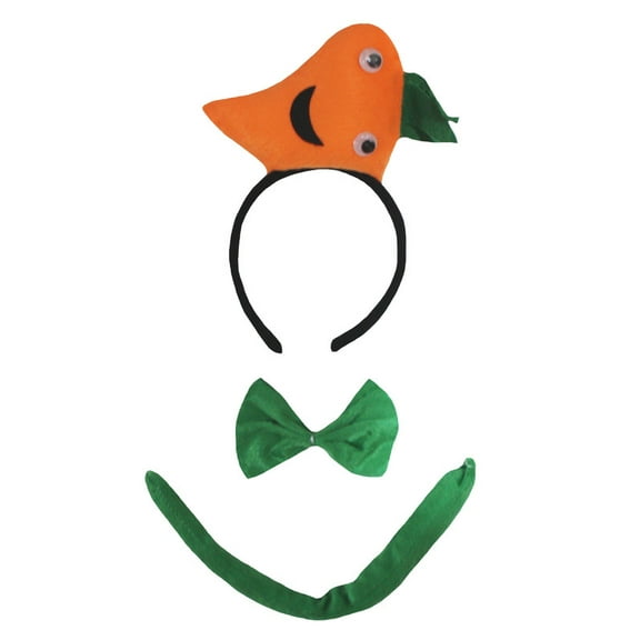 Petitebelle 3D Carrot Fruit Vegetables Headband Bowtie Tail Unisex Children 3pc Costume (Orange, One Size)