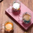 thumbnail image 5 of 450ml Double Wall Glass Coffee Mugs Flower Coffee Mug Insulated Clear Espresso Cups for Cappuccino Tea Latte Hot Beverages Glasses (The color and position of the flowers are random), 5 of 6
