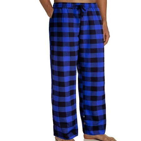 

Men s Lounge Pants Loose Plaid Print Pajama Soft Trousers Sports Casual Cotton Bottoms Elastic Waist Sleepwear with Pockets