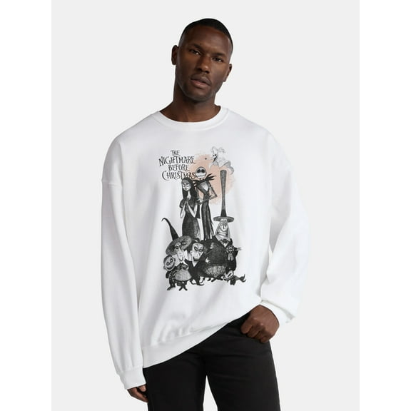 Disney Nightmare Before Christmas Sketch Mens & Big Mens Graphic Fleece Sweatshirt, Sizes S-3XL