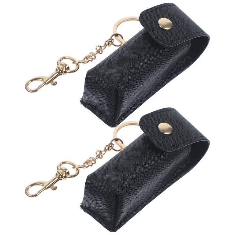 2pcs Lipstick Keychain Holder Storage Bag Lip Balm Lip Pouch Bags for Women  Girls(Red+Black) 