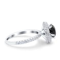 thumbnail image 2 of Halo Art Deco Round Ring Black CZ 925 Sterling Silver Size 6, 2 of 6