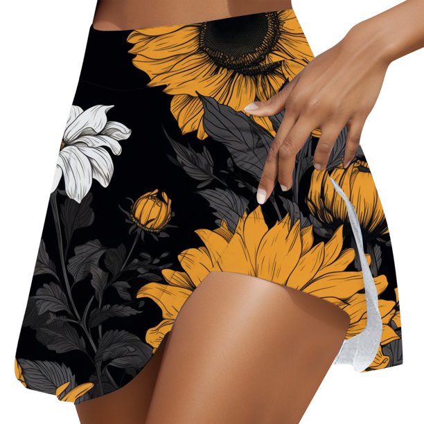 Gibobby faldas cargo Ocio diario Ejercicio Impreso Falda deportiva Falda corta Pantalones cortos Falda corta para mujer(Anaranjado, M)