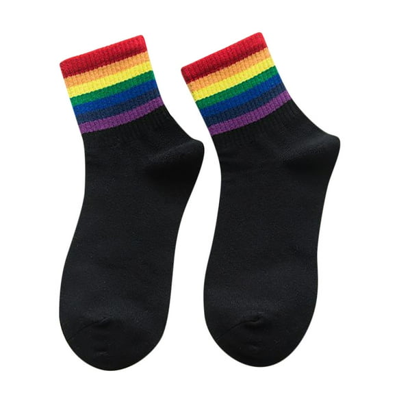 Clearance Sale Ukumplol Socks for Women Heated Socks Winter Fashion Warm Unisex Chrismas Cotton Striped Rainbow Slipper Socks for Women E One Size