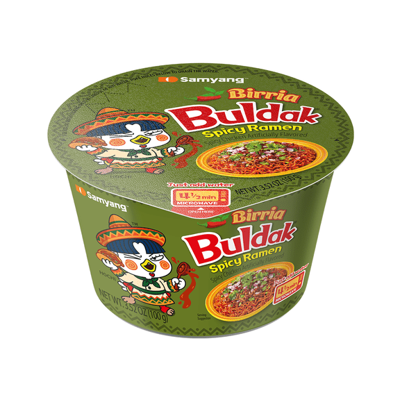 Samyang Buldak Spicy Birria Instant Ramen Noodles, 3.52 oz Big Bowl