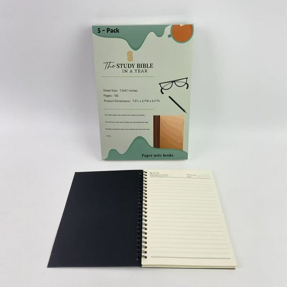The STUDY BIBLE IN A YEAR Paper note books,Soft Cover Spiral Notebook Journal, Blank Sketch Book Pad, 100 Pages/ 50 Sheets, 7.5 inch x 5.1 inch (Brown)