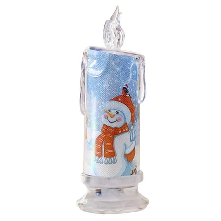 

Ozmmyan Christmas Style Transparent Candle Simulation Luminous Electronic Atmosphere Light Mall Bedroom Desktop Romantic Decoration Christmas Decorations Home Decor Gift on Clearance