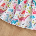 thumbnail image 7 of MEZZALL Kids Dinosaur Print Girls Dress With Bow Detail Cute Cartoon Dinosaur Pattern Long Sleeve Xmas Party Dress For Toddler Classic Child Clothes, 7 of 7