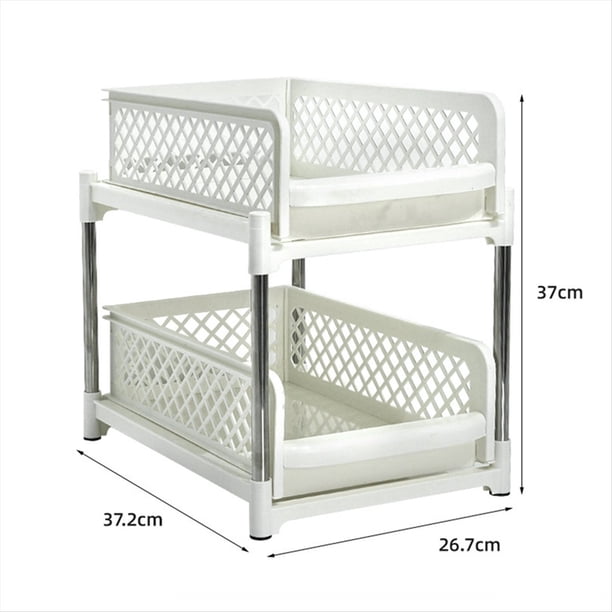 Organizador de 2 con Diseño Que Ahorra Espacio y Cajones Extraíbles, Gabinetes Deslizantes para Baño y Cocina, Color