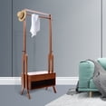 thumbnail image 2 of Loyalheartdy 2 in 1 Clothes Rack, 67" Tall Floor Standing Garment Display Stand Brown Clothing Storage Holder w/Hooks & Drawer, 2 of 12