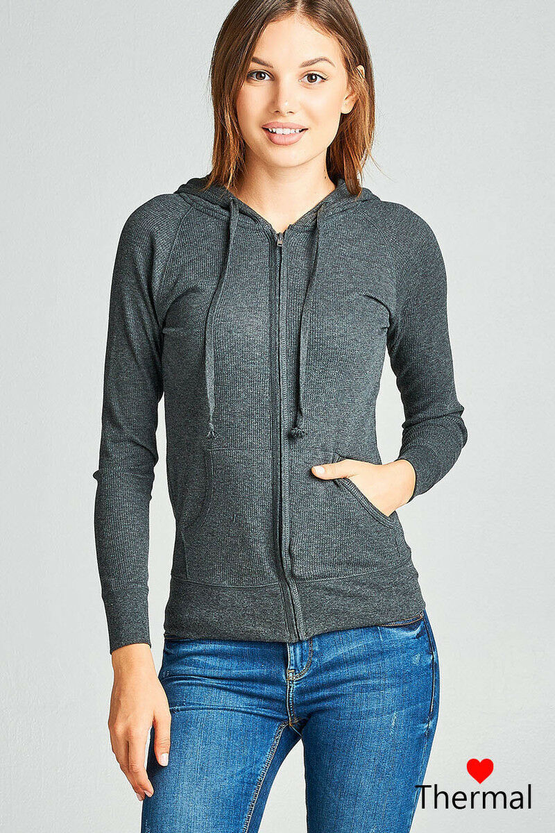 women's thermal zip up hoodie