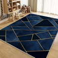 thumbnail image 3 of Area Rug Marble Geometric Gold Lines Non-Slip 4x7ft, Navy Blue Short Pile for Living Room, Soft Rectangle for Bedroom, Home Decor Carpet, Machine Washable, 3 of 7