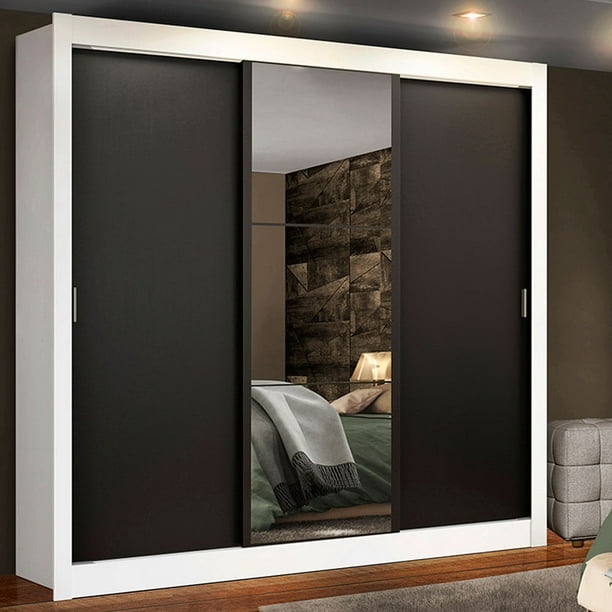 Ropero Closet Madesa Lyon Plus 3 Puertas 1 con Espejos B/N