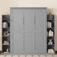 thumbnail image 4 of Noble House Queen Murphy Wall Bed with Shelves & LED Lights,Gray, 4 of 10