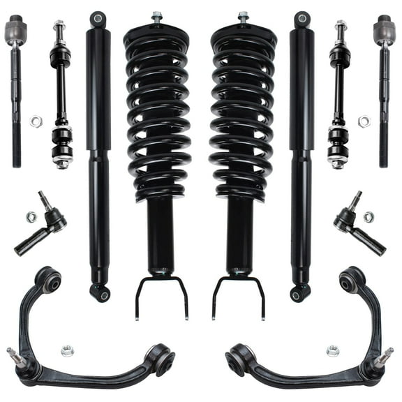 Detroit Axle - 12pc Suspension Kit for 2WD 2005-2009 Dodge Dakota 2006-2009 Raider Complete 2 Front Struts with Coil Spring 2 Sway Bars 2 Upper Control Arms 4 Tie Rods Replacement 2 Rear Shocks
