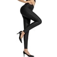 thumbnail image 2 of Leggins SANTINY de piel sintética elásticos de cintura alta para mujer, negros, 2 of 6