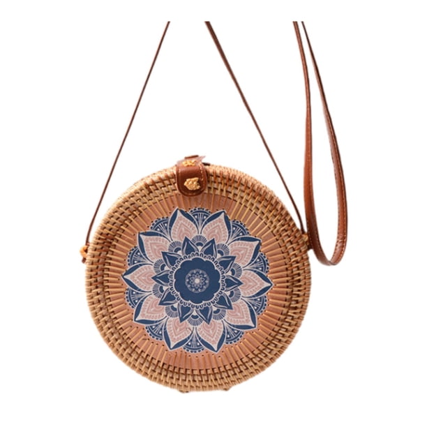 Bolso de ratán Fernando para mujer bolso de paja de moda hombro vacaciones primavera verano Estilo E