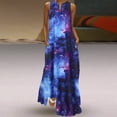 thumbnail image 2 of Qarigey Vestido de mujer Estampado estrellado Ropa de verano Algodón Sin mangas Estampado maxi Vestido de verano Vestidos azul XXL, 2 of 6
