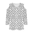thumbnail image 3 of Fancifize Womens Cold Shoulder Tops 3/4 Sleeve V Neck Print Shirts Casual Going Out Blouses Outfit Fall Loose Shirt, 3 of 5