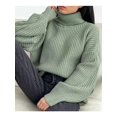 thumbnail image 3 of Women'S Thick Sweater, Warm and Loose, Basic Knitted Pullover for the Office Grass Green M, 3 of 5