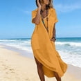 thumbnail image 2 of Fewfanho Spring Dresses for Women Casual Loose Cotton Linen Long Shirt Dress Side Split Dresses with Pockets, 2 of 8