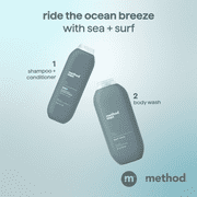 Method Men 2-in-1 Shampoo and Conditioner, Sea + Surf - Cleans and Conditions with Argan and Jojoba Oil - Made without Parabens - 14 oz