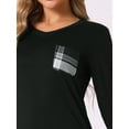 thumbnail image 4 of DARING DIVA Women's Soft Long Sleeve Plaid Pajama Set with Pockets XS Black, 4 of 6