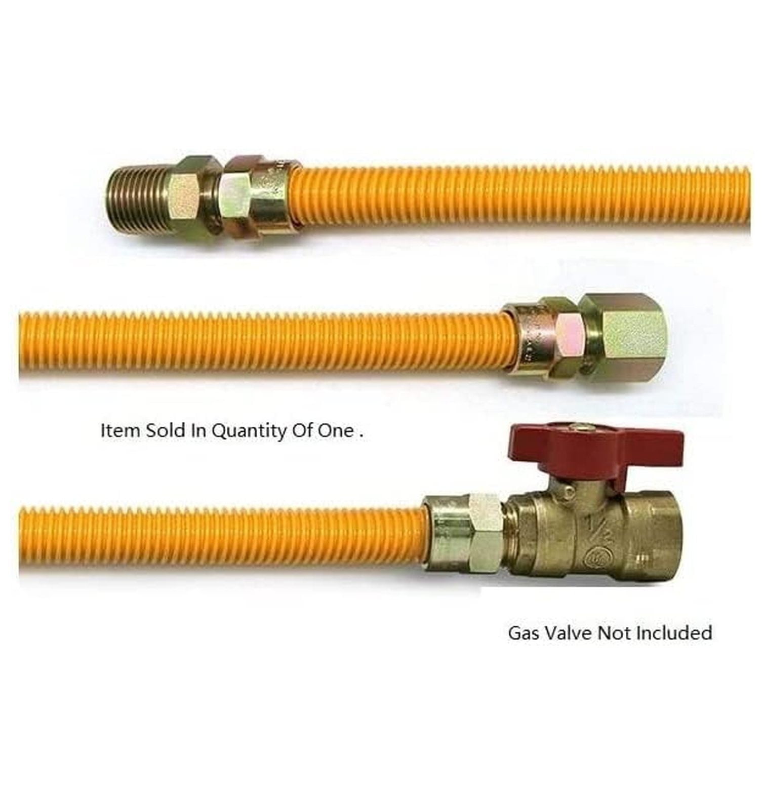 18" Stainless Steel Corrugated Yellow Epoxy Coated 1/2" MIP x 1/2" FIP Gas Flexible Line,Flexible Natural Gas Hose Supply Connector For Gas Pipe,Hot Water Heater,Range,Dryer,Stove,Grill(1