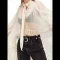 thumbnail image 2 of Blusa de Transparente con Volantes y Mangas Largas Acampanadas para Mujer, con Dobladillo Alto y Bajo, Sexy y Holgada L, 2 of 7