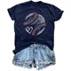 thumbnail image 1 of Mujeres Impreso Casual Top, Manga Corta Crew Cuello Blusa para la Primavera Y el Verano Desgaste, Ligero Imitación Algodón Moda Tee, 1 of 2