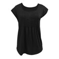 thumbnail image 3 of Plain T Shirts for Women 2025 Cap Sleeve Scoop Neck Pleated Front Loose Casual Tee Shirt Womens T Shirts, 3 of 5