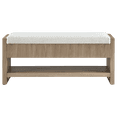 thumbnail image 5 of Bouclair Fluted Oak Wood and Bouclé Upholstered Storage Bench with Shelf, 5 of 5