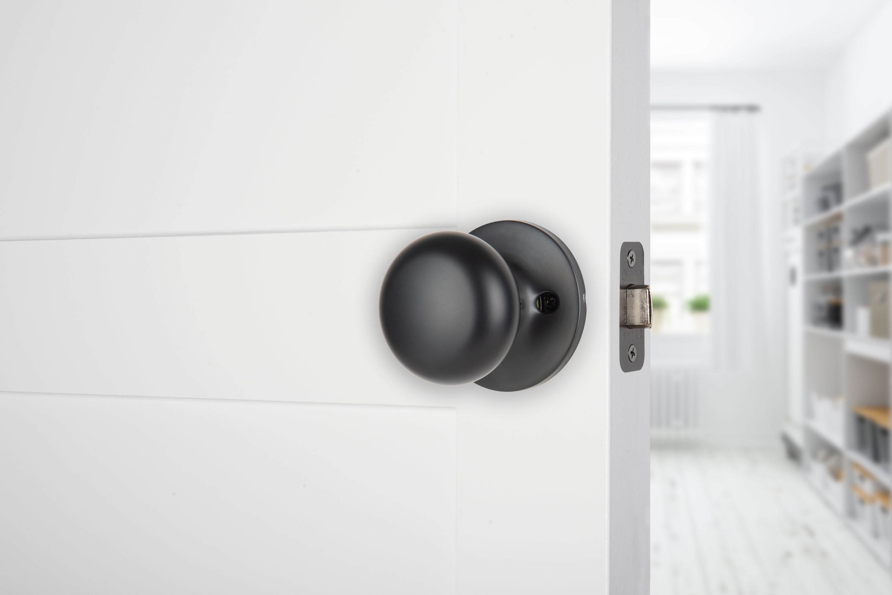 Brinks Passage Mushroom Doorknob, Matte Black Finish