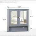 thumbnail image 3 of S&W Wall Mounted Bathroom Cabinet Medicine Cabinet with Double Mirror Doors-Grey, 3 of 6