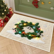 Christmas Stereoscopic Embroidery Door Mat | Absorbent Nonslip Kitchen & Bathroom Rug | 16x24 Inch Holiday Floor Mat for Entryway & Sink Area