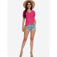 thumbnail image 6 of Womens Summer Tops V Neck T Shirts Swiss Dot Puff Sleeve Tops Loose Casual Tshirts, 6 of 6