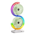thumbnail image 1 of Mini Fan Portable USB Rechargeable Double Head Desktop Circulating Fan With Ambient Light And Digital Display 33 cm x 16 cm x 8 cm, 1 of 9