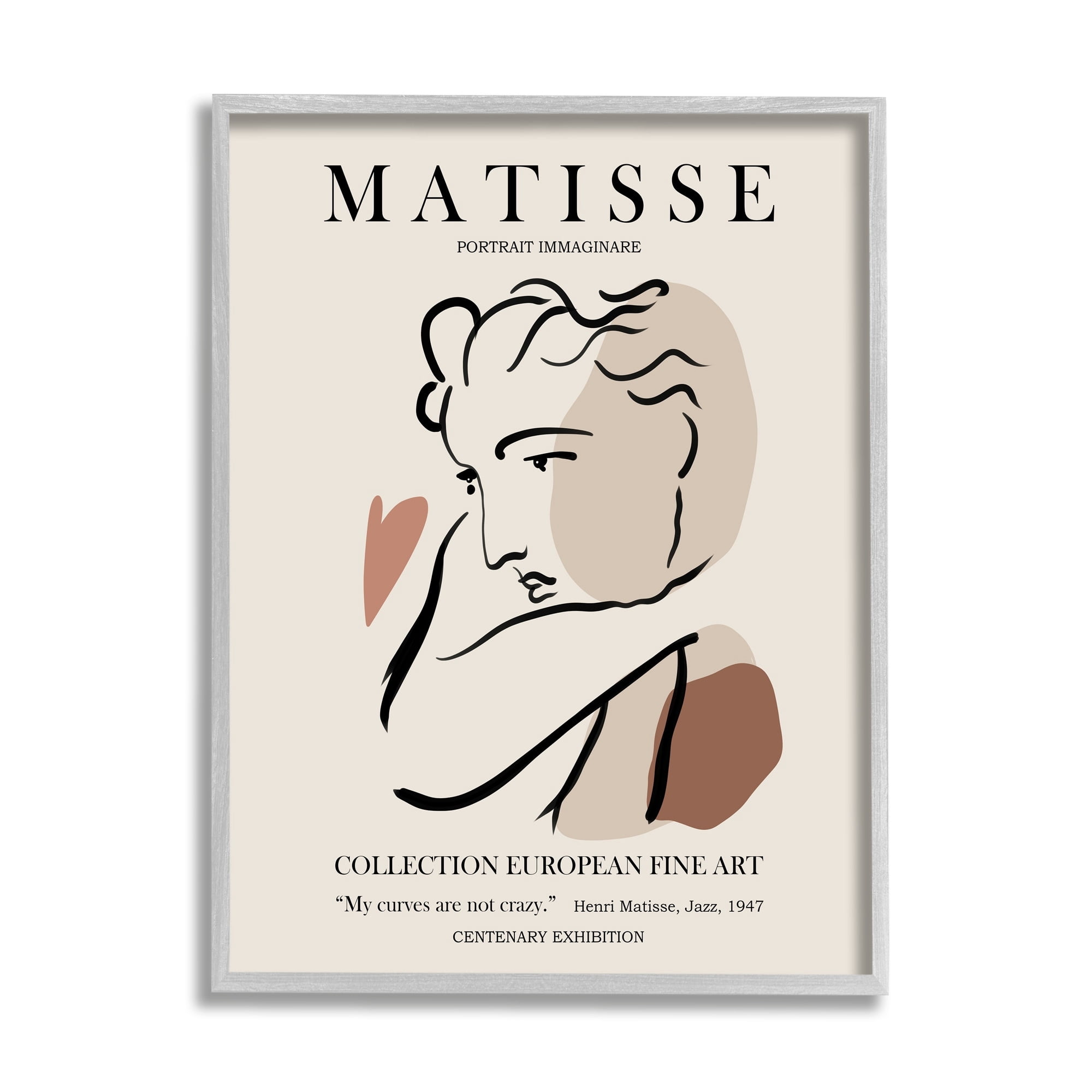 Stupell Industries Woman Face Modern Neutral Tones Outline Exhibition Framed Wall Art, 24 x 30, Design by Ros Ruseva