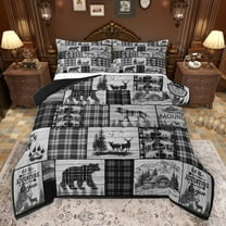 jejeloiu Outdoor Adventure Full Size Comforter Sets,Safari Bear Deer Bedding Comforter Set,Rustic Farmhouse Cabin Bedding Sets For Adults,Ultra Soft Home Decor Reversible,3pcs