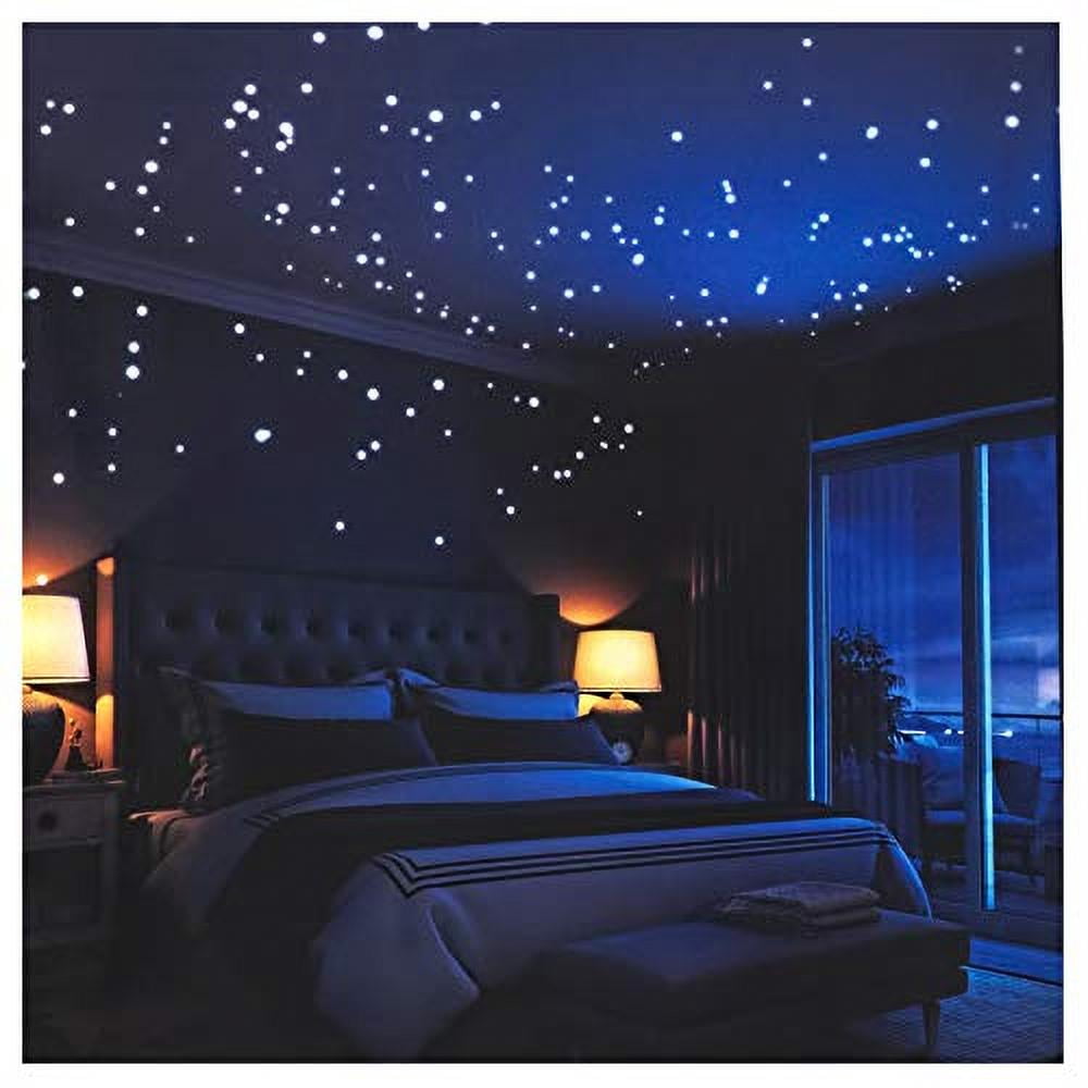 Yellow-Green Glow in The Dark Luminous Stars for Ceiling and Wall Decor 210 Pcs Reusable 3D Luminous Stars Kit for Kids Room Decor for Girls and Boys 200 Stars, 1 Moon, 6 Meteors, 3 Butterflies 