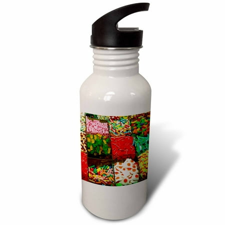 

3dRose Spain Barcelona La Rambla market candy - EU27 CMI0018 - Cindy Miller Hopkins Sports Water Bottle 21oz