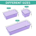 thumbnail image 2 of SUMMIT 6 Pack Clear Drawer Organizer Set, Acrylic Drawer Storage Trays, Storage Bins for Makeup, Cosmetics, Jewelries, Utensils, Gadgets, Office, Purple, 2 of 8