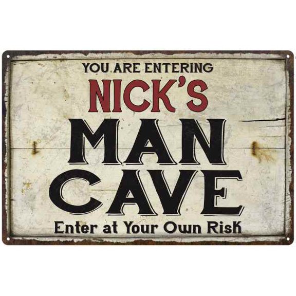 NICK'S Man Cave Sign Rustic Garage Decor Gift 8x12 Metal 208120035311