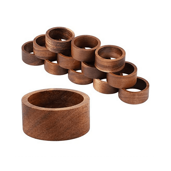 12 Pieces Wood Napkin Rings Dining Table Napkin Holder Decorative Holiday Napkin Rings for Table Decoration