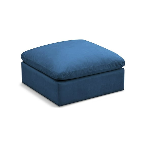 Meridian Furniture Plush Standard Navy Velvet Modular Ottoman